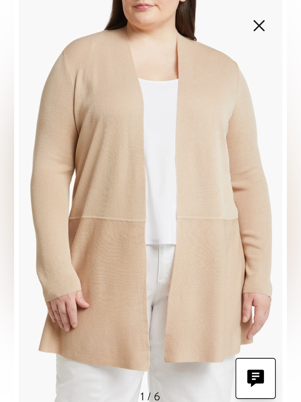 Anne Klein beige Monterey Open Front Cardigan